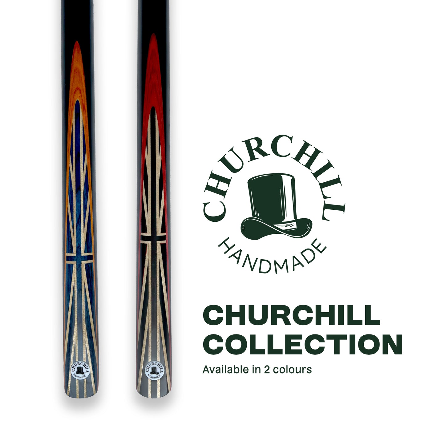 CHURCHILL Cue & Tube Case Bundle 3/4 Joint Red Edition 57" Inch 9mm Tip Ash Cue