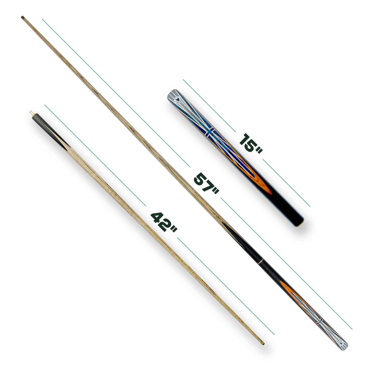CHURCHILL Cue & Hard Case Bundle 3/4 Joint Orange Edition 57" Inch 9mm Tip Ash Cue