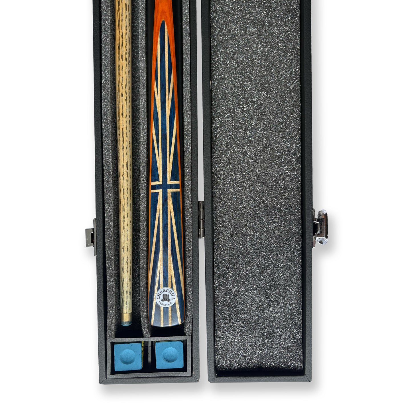 CHURCHILL Cue & Hard Case Bundle 3/4 Joint Orange Edition 57" Inch 9mm Tip Ash Cue