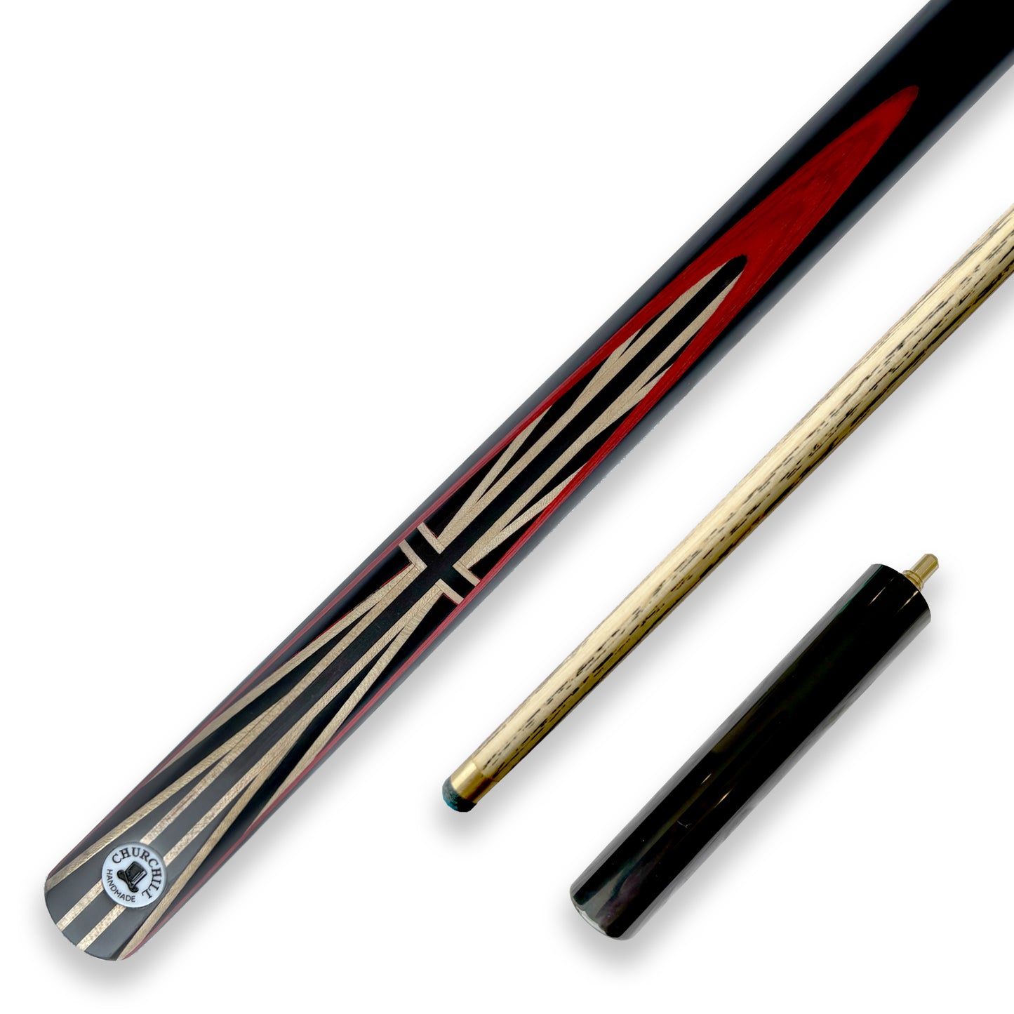 CHURCHILL Cue & Tube Case Bundle 3/4 Joint Red Edition 57" Inch 9mm Tip Ash Cue
