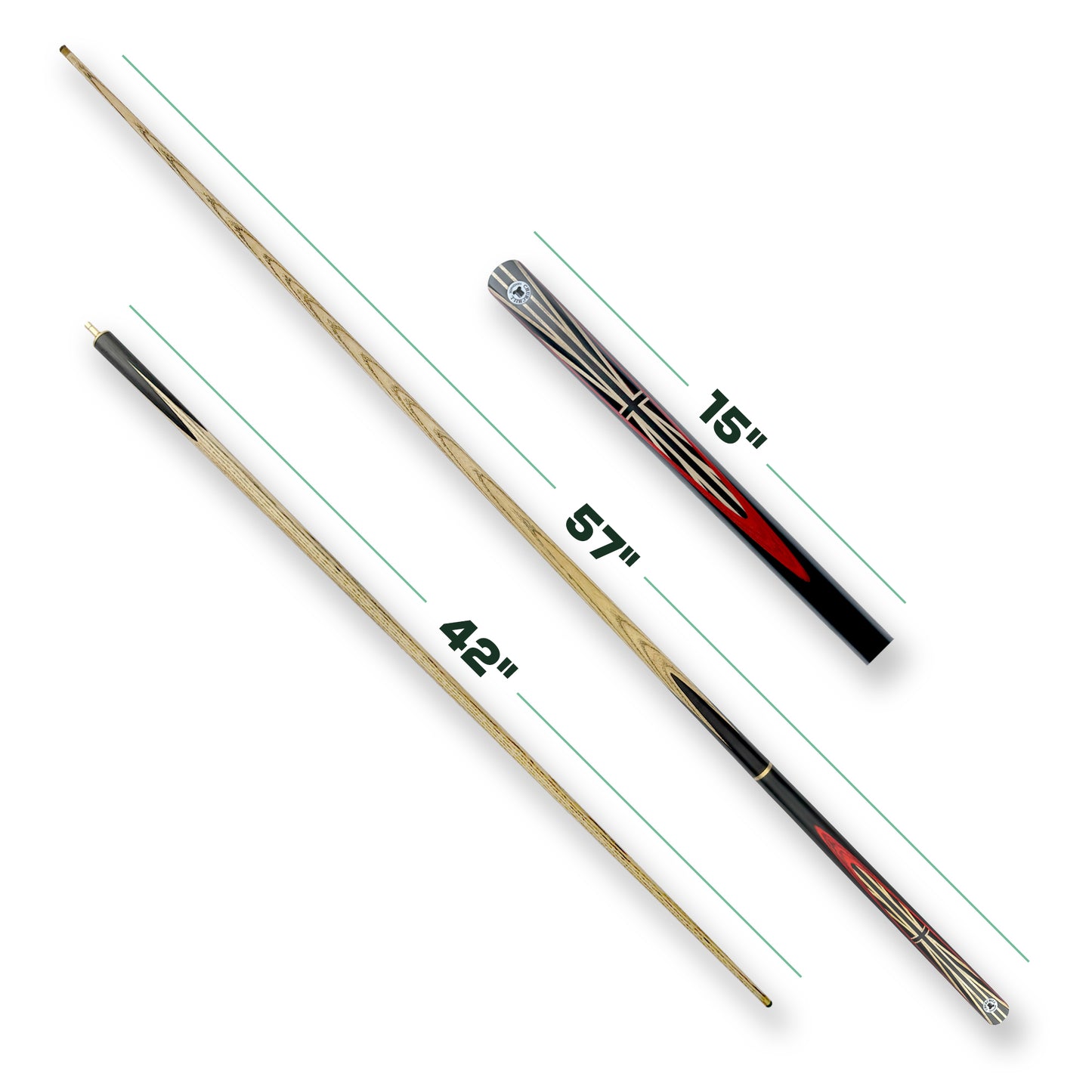 CHURCHILL Cue & Tube Case Bundle 3/4 Joint Red Edition 57" Inch 9mm Tip Ash Cue