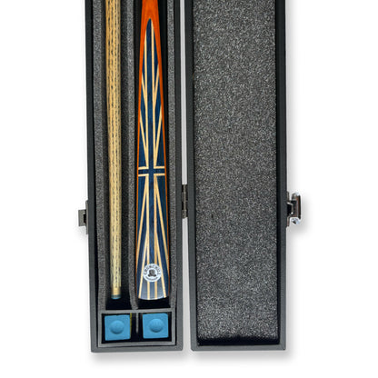 CHURCHILL Cue & Hard Case Bundle 3/4 Joint Orange Edition 57" Inch 9mm Tip Ash Cue