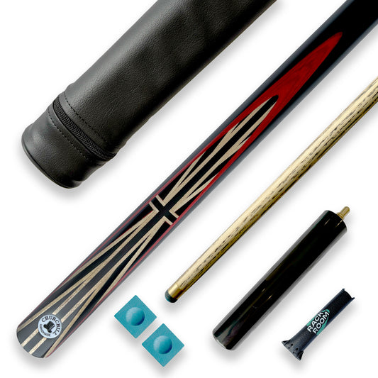 CHURCHILL Cue & Tube Case Bundle 3/4 Joint Red Edition 57" Inch 9mm Tip Ash Cue