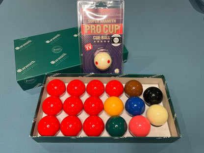 Aramith 2″ Snooker Balls 10 Red Set + Pro Cup Cue Ball