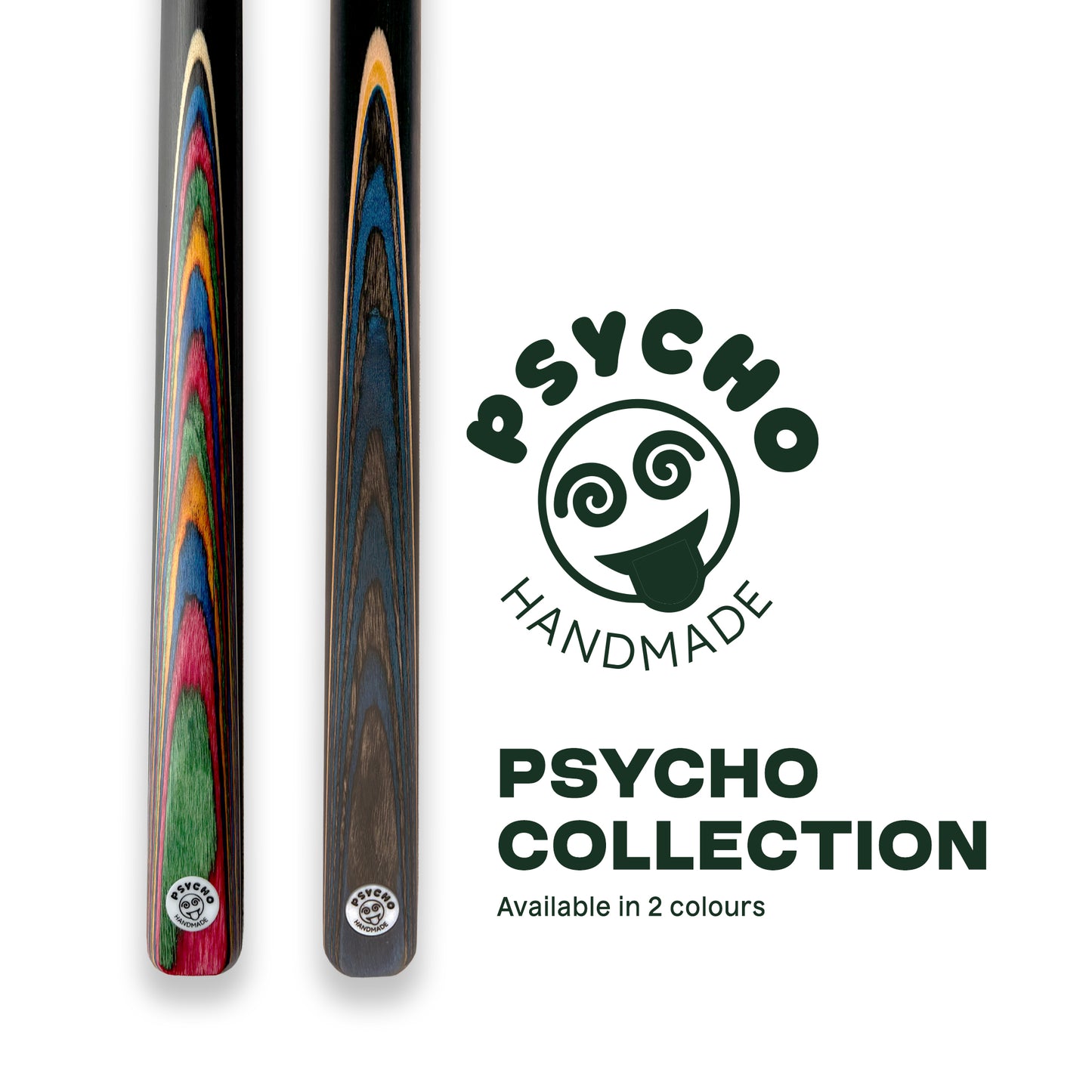PSYCHO Cue & Tube Case Bundle 3/4 Joint Rainbow Edition 57" Inch 9.5mm Tip Ash Cue