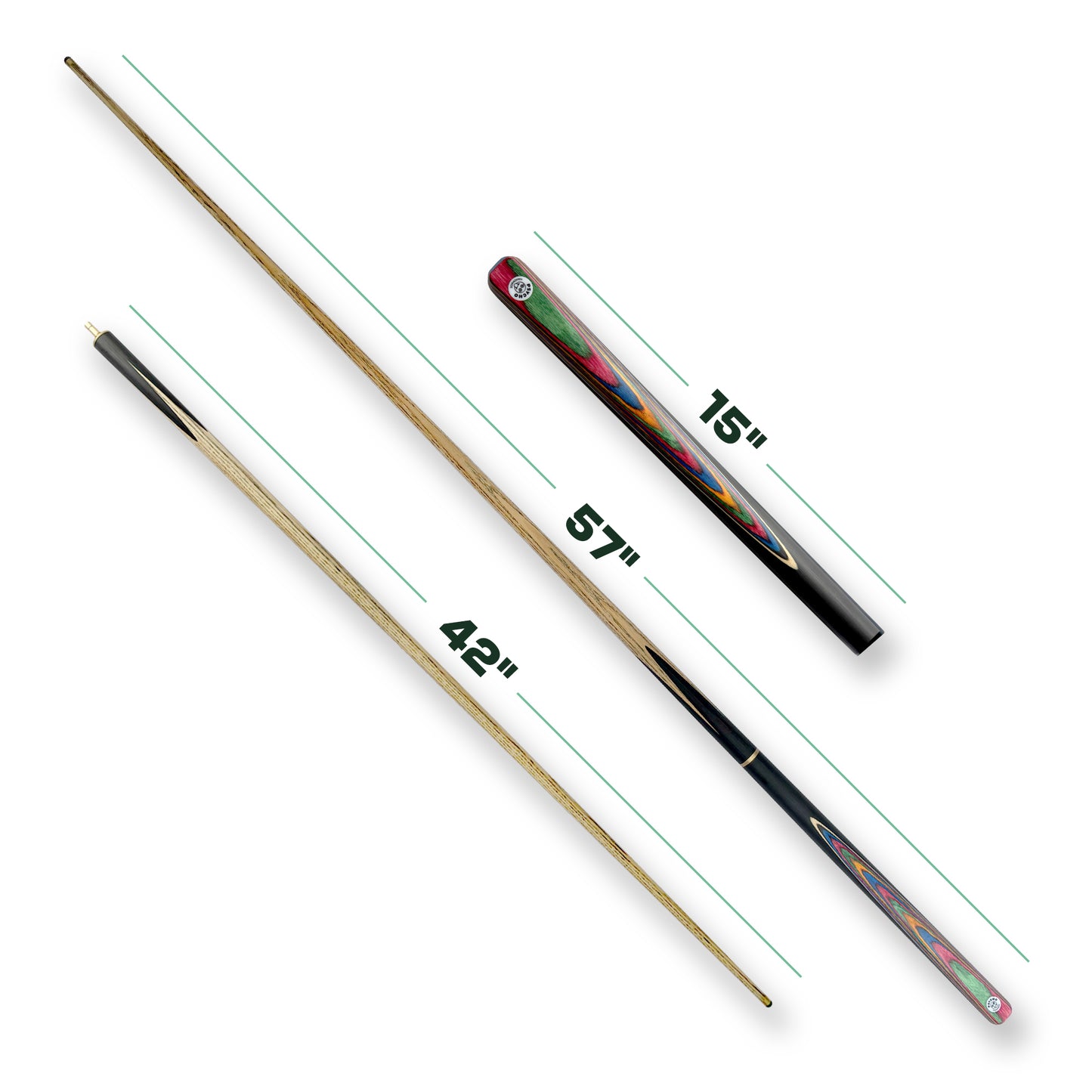 PSYCHO Cue & Tube Case Bundle 3/4 Joint Rainbow Edition 57" Inch 9.5mm Tip Ash Cue